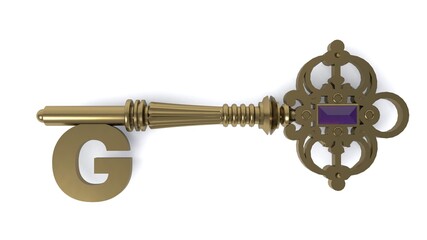 3D illustration of letter G Key