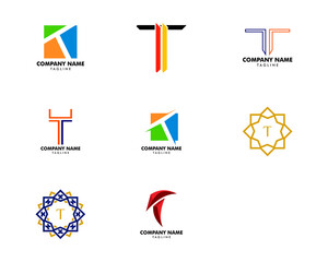 Set of Initial letter T logo template design