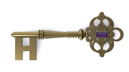3D illustration of letter H Key