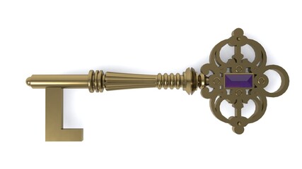 3D illustration of letter L Key