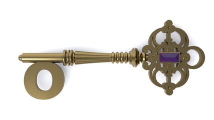 3D illustration of letter O Key