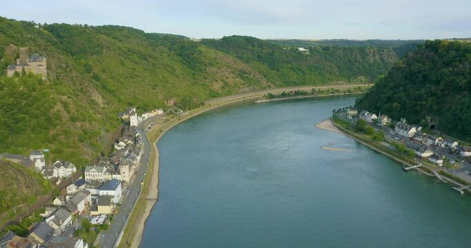 flight over oberes mittelheintal, st. goarshausen, germany