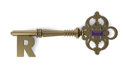3D illustration of letter R Key