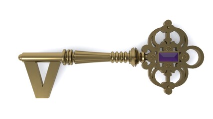 Obraz premium 3D illustration of letter V Key