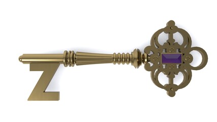 3D illustration of letter Z Key