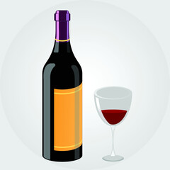 Colorful wine bottle and glass vector
