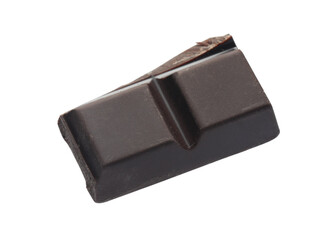 Piece of delicious dark chocolate isolated on white