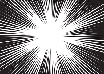 Comic action lines background. Manga or anime graphic texture. Black and white vector illustration