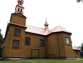 built in 1894, a wooden Catholic church dedicated to Saint Anna in the village of dąbrowka in mazovia, poland