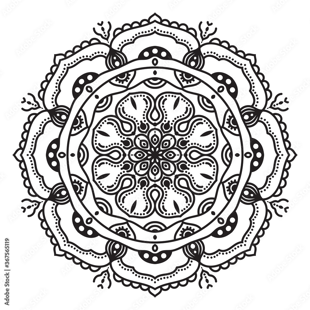 Wall mural abstract mandala graphic design decorative elements isolated on white color background for ancient g