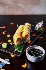 Sushi Roll / Salmon, Philadelphia, panko, and Crispy Sweet potato.