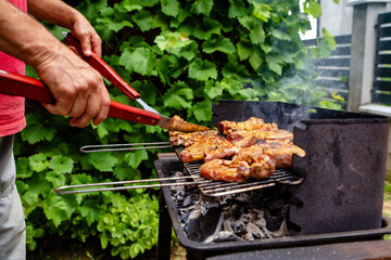 Preparing barbecue at home close up