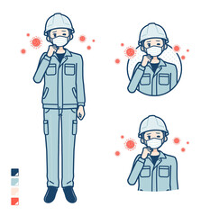 simple work wear Construction site man_infection virus
