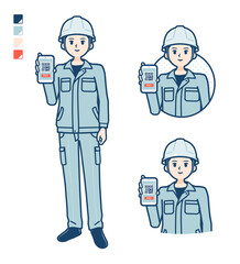 simple work wear Construction site man_Smartphone-cashless