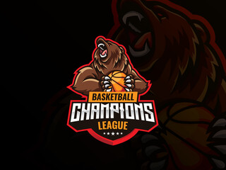 Bear mascot sport logo design