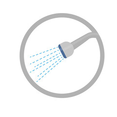 Sticker of a shower icon with water - Vector