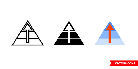 Maslow pyramid icon of 3 types. Isolated vector sign symbol.