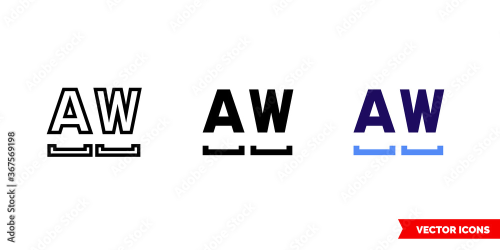 Fototapete monospaced font icon of 3 types. isolated vector sign symbol.