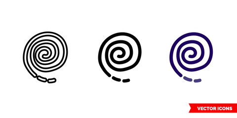 Mosquito coil icon of 3 types. Isolated vector sign symbol.