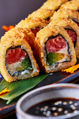 Sushi Roll / Salmon, Philadelphia, panko, and Crispy Sweet potato.