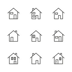 Thin line modern house icon collection. Set of vector home symbol isolated on white background.