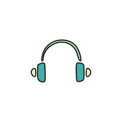 Headphone doodle vector icon. Earphones sketch on white background