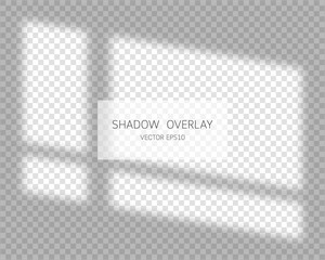 Shadow overlay effect. Natural shadows from window isolated on transparent background. Vector illustration. 