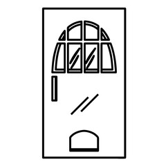 Door icon with a window. House icon - Vector