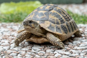 Terrestrial turtle in the garden