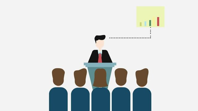 Male executive doing presentation to his colleagues