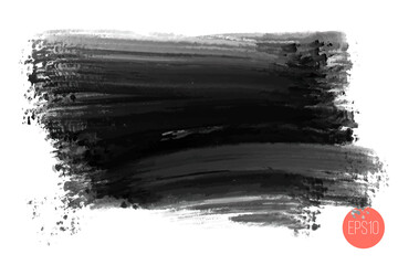Vector hand drawn big brush stain. Greyscale painted stroke. Artistic backdrop. Grungy background.