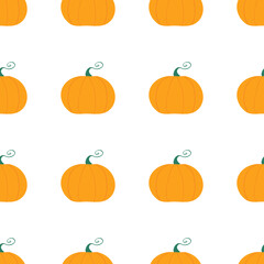 Pumpkin seamless pattern. Harvest concept. Isolated on white background. Vector stock illustration.
