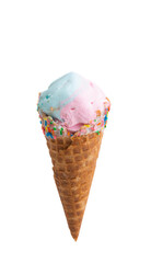 ice cream in a waffle cup isolated