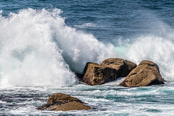 waves on the Breton coast at the tip of Landunvez