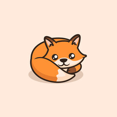 Cute fox mascot design illustration