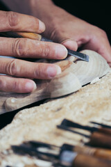 Wood sculptor at work