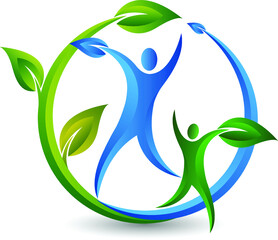 Illustration art of a family leaf logo with isolated background