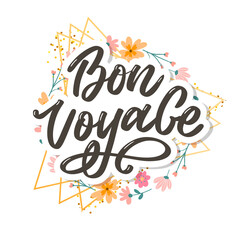 Bon Voyage Hand Lettering Vector Calligraphy Travel