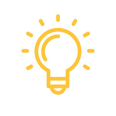 Idea icon, shinning light bulb. Electric lamp linear pictogram. Bright solution symbol.