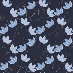 Floral seamless pattern. Ornament from blue flowers. Vector illustration. For textiles, wallpaper, napkins.