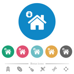 Home quarantine flat round icons