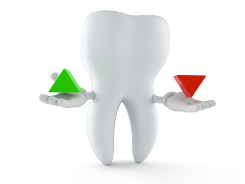 Tooth character with up and down arrow