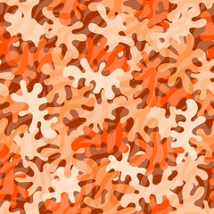 Camouflage orange pattern. Decorative clothing style masking camo repeat print