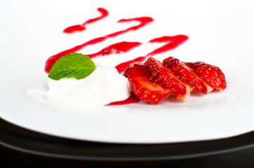 Red delicious strawberries for desserts and fresh juices in summer for ice cream