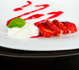 Red delicious strawberries for desserts and fresh juices in summer for ice cream