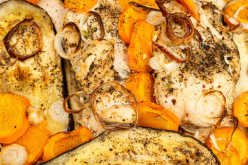 Fototapeta na wymiar Meat chicken breast with vegetables for grilling. BBQ