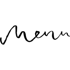Menu. Hand drawn inscription. Modern brush lettering. Vector calligraphy illustration.