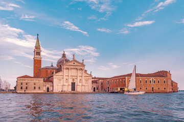 Fototapeta premium The beautiful city of Venice in Italy seen from the boat.