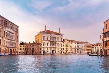 The beautiful city of Venice in Italy seen from the boat.
