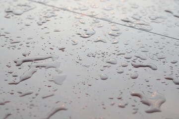 Water droplets on a hard surface 2